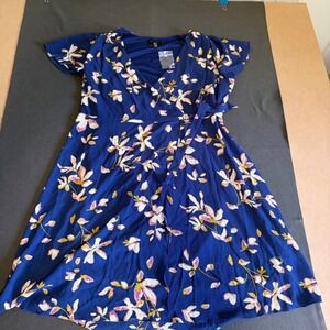 H by Halston Royal Blue Floral Wrap Dress